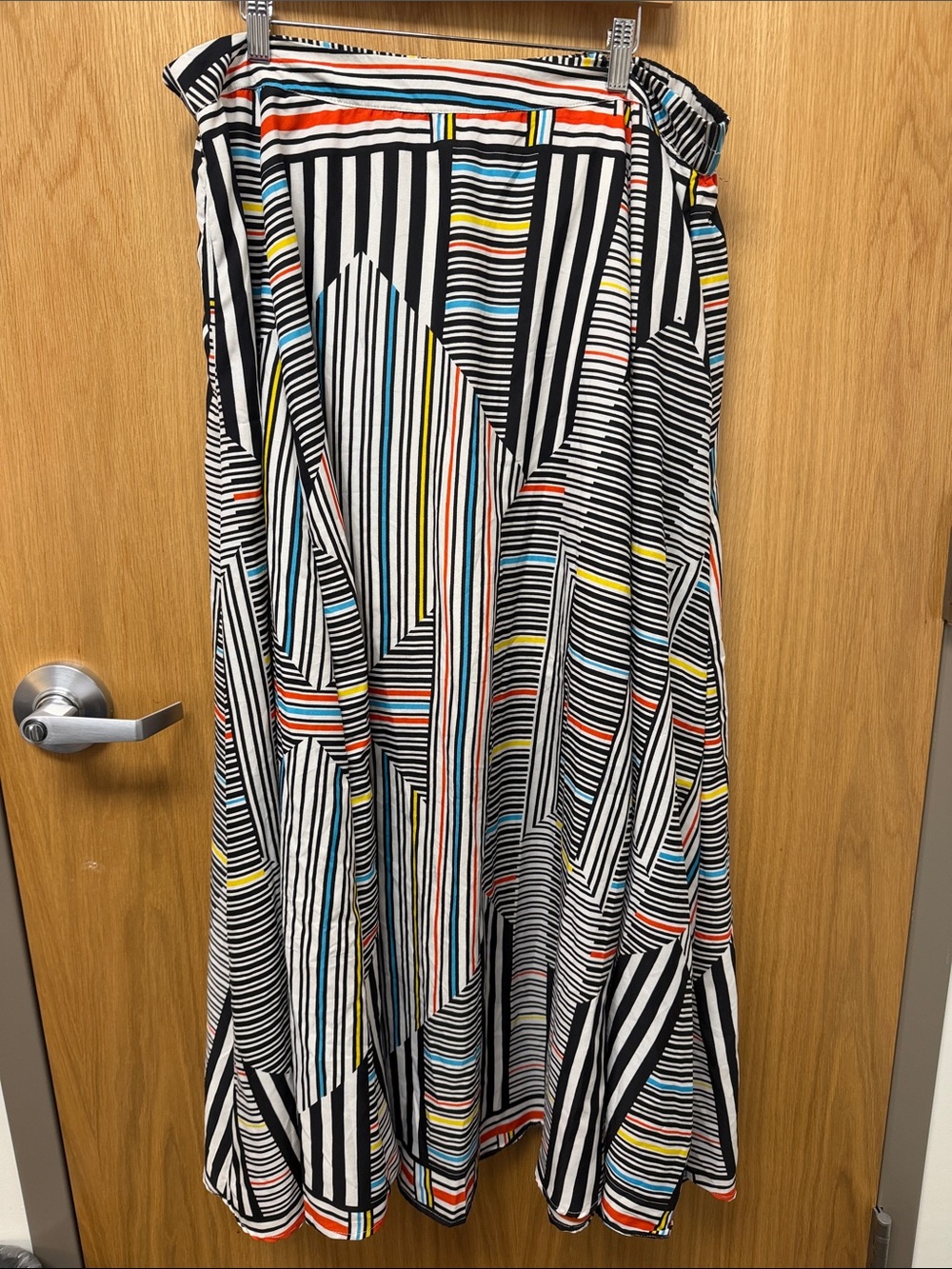 Lucky and Coco Striped A-Line Geometric Maxi Skirt Multicolor Accent Stripes